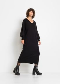 Gebreide oversized jurk - zwart - maat 56/58 (3XL) - bonprix