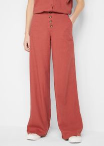 Palazzo broek met linnen en extra lange pijpen - rood - maat 52 - linnen,viscose - bonprix