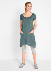 Korte katoenen shirtjurk van slub garen - groen - maat 56/58 (3XL) - 100% katoen - bonprix