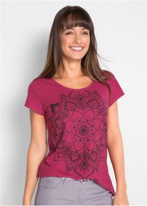 Shirt van effectgaren korte mouw - pink - maat 40/42 (M) - 100% katoen - bonprix