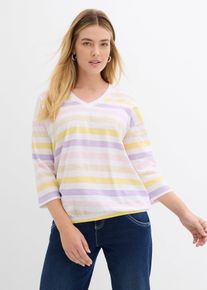 Slub shirt van biologisch katoen 3/4 mouwen - paars - maat 56/58 (3XL) - 100% katoen - bonprix
