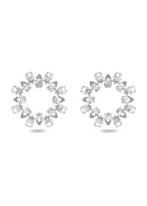 Swarovski Dames Oorbellen 'Matrix hoop earrings' zilvergrijs / wit One Size