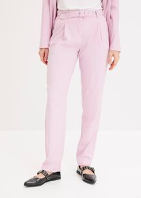 Bundfaltenhose mit Gürtel, rosa, Größe 42, bonprix