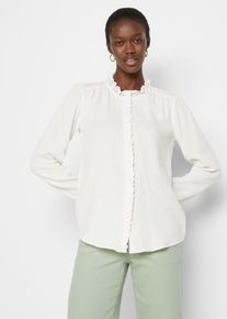 Musselin-Bluse mit Spitze - weiß - Größe 40 - 100% Baumwolle,Musselin- bonprix