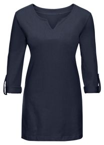 Dames Lang shirt met opstroopbare mouwen in marine ,maat 38, WITT, 100% Katoen