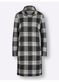 Damen Jerseykleid im Jacquard-Karomuster in graphit-kariert ,Größe 46, WITT, 80% Viskose, 15% Polyester, 5% Elasthan