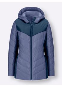 Dames Gewatteerde jas met contrasterende accenten in duivenblauw/donkerblauw ,maat 38, WITT, 100% Polyester. Wattering: 100% Polyester