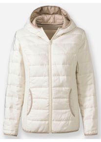 Dames Gewatteerde jas met contrastpaspels in champagne/beige ,maat 36, WITT, 100% Polyester. Wattering: 100% Polyester