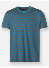 Catamaran Heren T-shirt in topaas-antraciet-gestreept ,maat 44/46, Witt, 76% Katoen, 24% Polyester