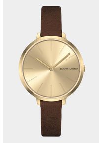 Women's Watch - Gold - Surgical steel case, Sapphire-hardened mineral glass, Brown Leather Strap - 30mm , Miyota Quartz Movement - Lilienthal Berlin