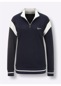 Damen Sweatshirt mit Kontrast-Einsätzen in marine-ecru ,Größe 40/42, Witt, 50% Baumwolle, 50% Polyester