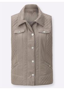 Dames Bodywarmer met contrastnaden in taupe ,maat 40, WITT, 100% Polyester. Wattering: 100% Polyester