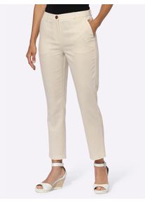 Damen Leinenhose mit Jacquard-Muster in sand ,Größe 40, WITT, 80% Viskose, 20% Leinen