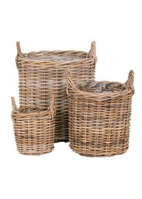 Xxxl Korbset , Braun , Kunststoff , 3-teilig , Rattan , rund , 41x49x41 cm , Ordnen & Aufbewahren, Körbe, Dekokörbe