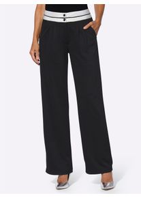 Dames Bandplooibroek met wijde pijpen in zwart ,maat 38, WITT, 100% Polyester
