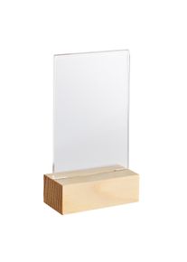 1 Acrylic sign holder with wood base Pine | A7 | Portrait, acrylic (PMMA)