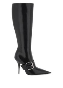 BALENCIAGA shiny leather boots with maxi buckle