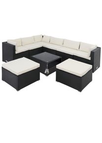 Casaria Grupo de asientos Lounge Set XXL Negro/Crema