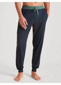 Calida Pantaloni pigiama con polsini per Uomo, L L, Blu, Dormire bene, svegliarsi riposati