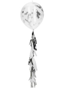 Folat 3 ballons avec confettis d'étoiles et pendentifs argentés 30cm