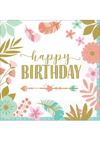 Amscan 16 Boho Summer Birthday napkins 33cm