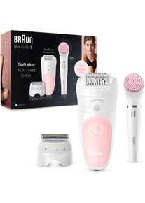 Braun Epilierer »Silk-Épil Deluxe Beauty-Set 5-895«, 4 St. Aufsätze, Kabellose Wet&Dry Haarentfernung 6-In-1 Epilierer Für Gesicht & Körper rosa,...