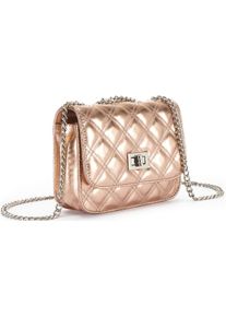 Lascana Dames Schoudertas in roségoudkleurig ,maat 0, Witt, 100% Leer