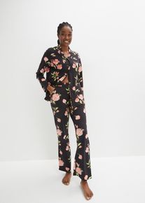 Pyjamas med knappslå och insticksfickor - svart - storlek 40/42 (M) - bonprix