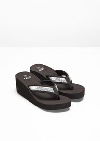 Flipflops med kilklack - svart - storlek 38 - bonprix
