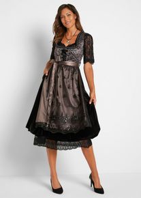Leopardmönstrad dirndl - svart - storlek 38 - bonprix