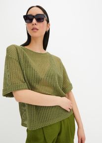 Oversizetopp med strukturerad yta - grön - storlek 48/50 (XL) - bonprix