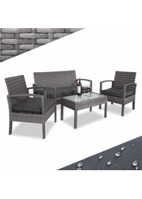 Casaria Polyrotan Loungeset 4-delig Grijs/Antraciet