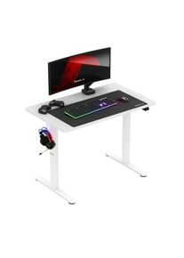 Birou gaming electric Huzaro Hero 7.9, reglare inaltime 72-118 cm, Suport casti si rucsac, max 70 kg (Alb)