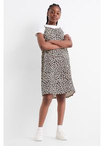 C&Amp;A Leopard-komplet-koszulka z krótkim rękawem i sukienka-2 części, Biały, Rozmiar: 164