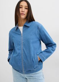 Veste en jean style blouson avec fermeture zippée - bleu - taille 42 avec coton - bonprix
