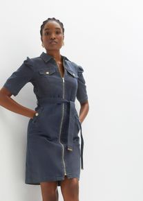 Robe en jean avec fermeture zippée - bleu - taille 50 avec coton - bonprix