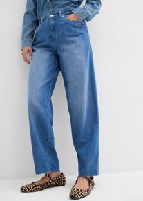 Jean baggy taille mi-haute toile ultra-douce - bleu - taille 48 avec coton - bonprix