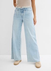 Jean large taille mi-haute effilochée Low Stretch - bleu - taille 54 avec coton - bonprix