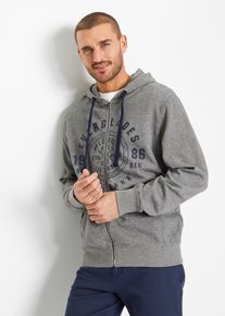 Sweat à capuche zippé confortable - gris - taille 72/74 (5XL) avec coton - bonprix