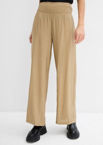 Pantalon palazzo ceinture smockée - marron - taille 48 - Viscose - bonprix