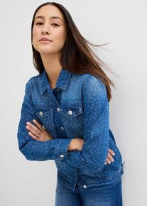 Veste en jean ornée de strass - bleu - taille 42 avec coton - bonprix