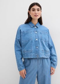 Veste courte en jean - bleu - taille 46 avec coton - bonprix