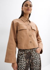 Veste courte en twill - marron - taille 46 avec coton - bonprix