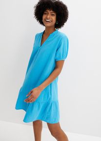 Robe courte en gaze de coton - bleu - taille 42 - Mousseline - bonprix