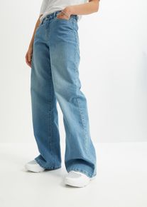 Jean large taille mi-haute extensible - bleu - taille 46 avec coton - bonprix