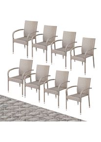 Casaria Polyrotan Tuinstoel Comfort 8 stuks Crème