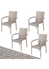 Casaria Polyrotan Tuinstoel Comfort 4 stuks Crème