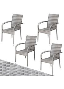 Casaria Polyrotan Tuinstoel Comfort 4 stuks Grijs