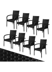 Casaria Polyrotan Tuinstoel Comfort 8 stuks Zwart