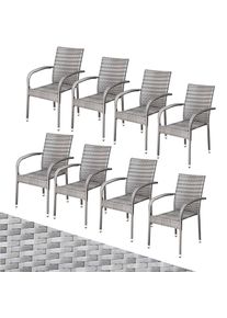 Casaria Polyrotan Tuinstoel Comfort 8 stuks Grijs